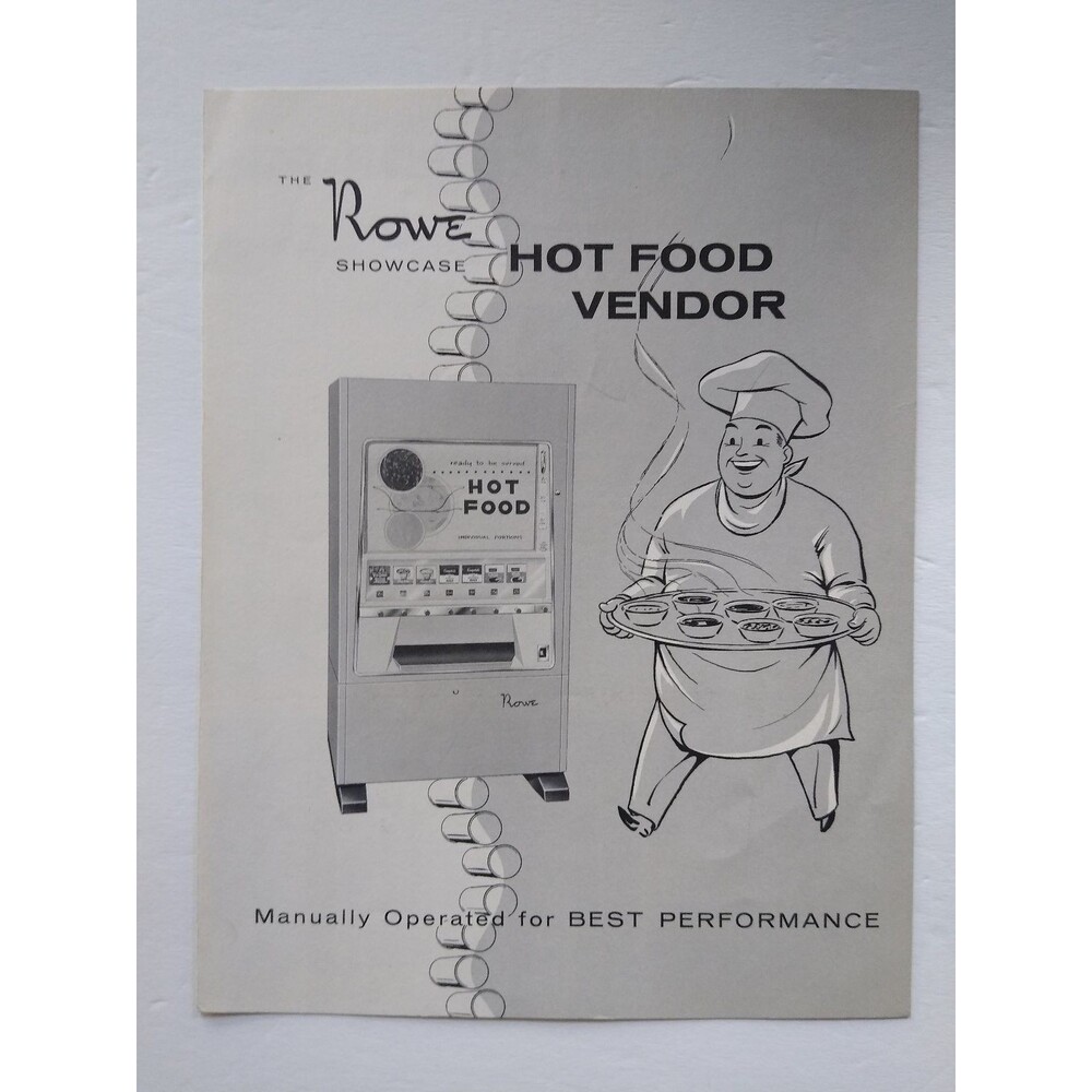 Vintage Rowe Showcase Hot Food Vendor Vending Machine Brochure 1960s Ephemera